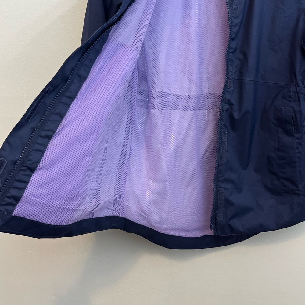 The North Face Girls 10/12 DryVent Rain Jacket Navy Lilac Hooded Waterproof EUC - Picture 5 of 7